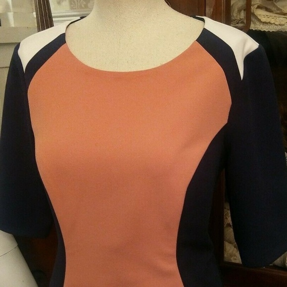 #10❤️(86) NEW CONNECTED APPAREL COLORBLOCK DRESS SIZE 10 - Picture 1 of 5